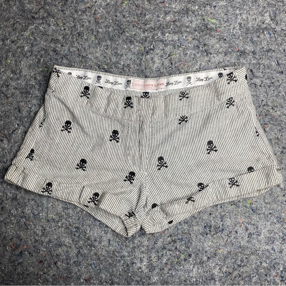 Vintage Lucy Love Skull Seersucker Juniors Shorts Size 5